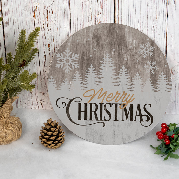 Merry Christmas Sign Grey Snowflakes Door Hanger B3-00140006006