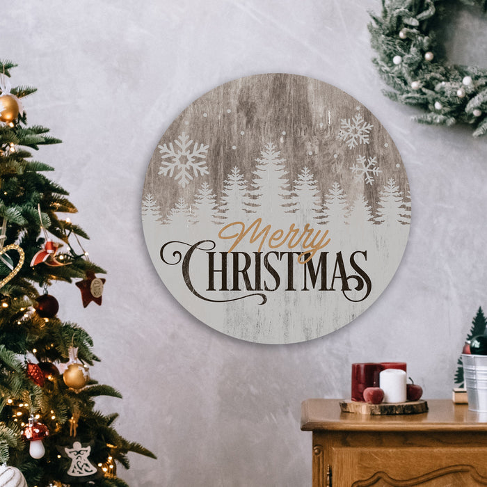 Merry Christmas Sign Grey Snowflakes Door Hanger B3-00140006006