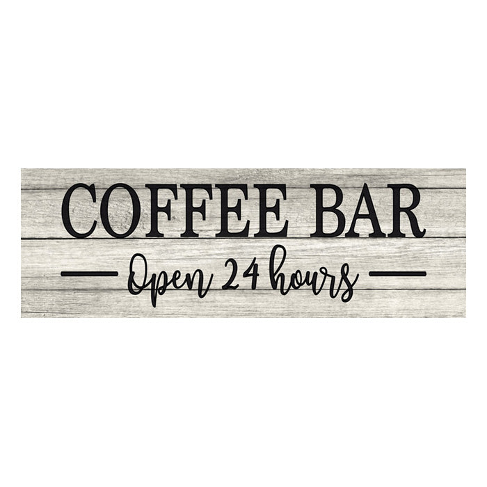 Coffee Bar Open 24 Hrs Chic White Farmhouse Wood Sign Wall Décor Gift 6 x 18 Wood Sign B3-06180028178
