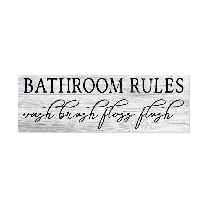 Bathroom Rules, Wash Brush Floss… Farmhouse Restroom Home Decor Wood Sign Gift