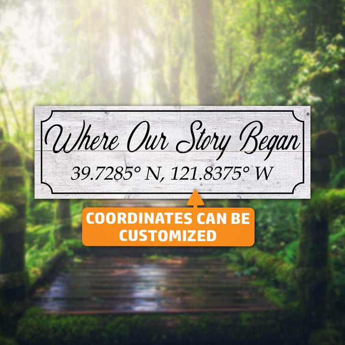 Where Our Story Began Personalized Longitude, Latitude Wood Sign Wedding Gift B3-06180064001