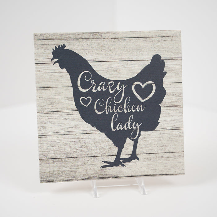 Crazy Chicken Lady Rustic Looking Wood Sign Wall Decor Gift Wood Sign