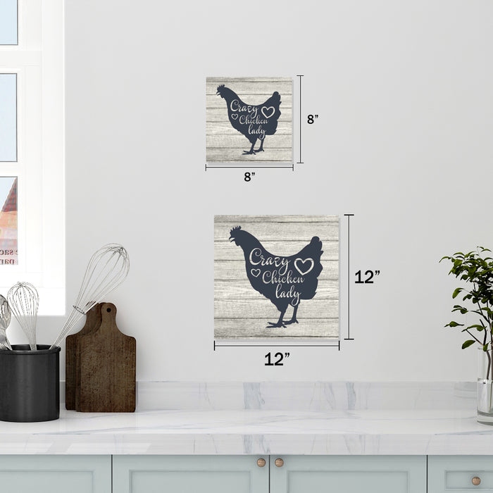 Crazy Chicken Lady Rustic Looking Wood Sign Wall Decor Gift Wood Sign