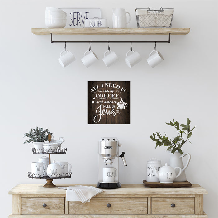 Coffee and Jesus Rustic Looking Inspiration Faith Wood Sign Wall Decor Wood Sign