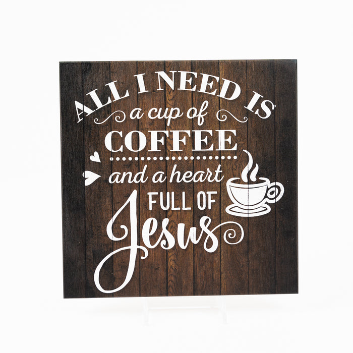 Coffee and Jesus Rustic Looking Inspiration Faith Wood Sign Wall Decor Wood Sign