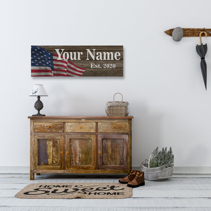 Personalized Patriotic Wood Sign Rustic Looking Wall Decor Wedding Gift B3-06180065001