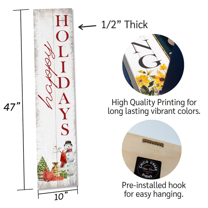 Happy Holidays Snowman Christmas Porch Sign