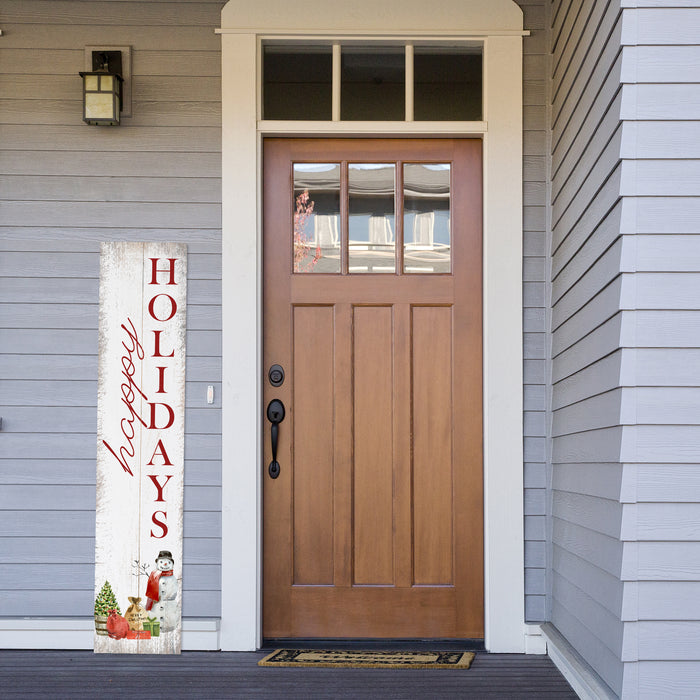 Happy Holidays Snowman Christmas Porch Sign