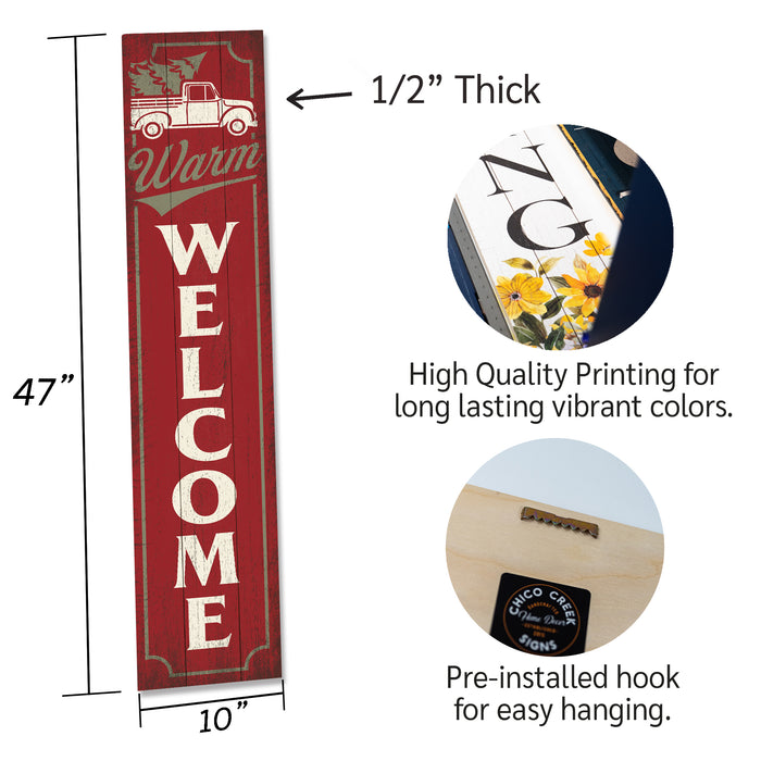 Warm Welcome Red Christmas Porch Sign P1-10480001006