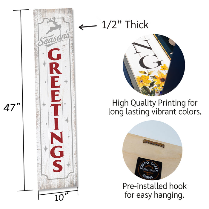 Season's Greetings White & Red Christmas Porch Sign P1-10480001007