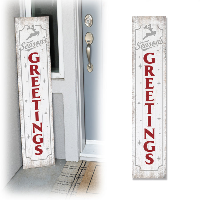 Season's Greetings White & Red Christmas Porch Sign P1-10480001007