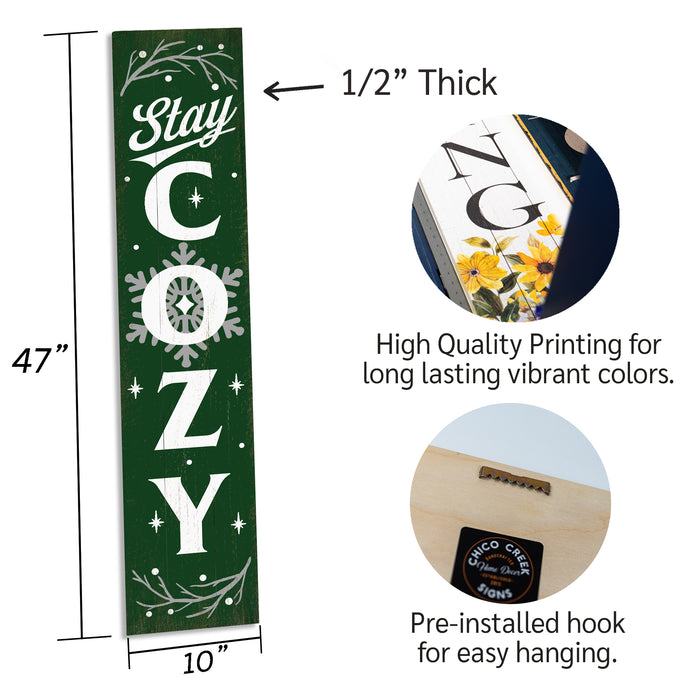 Stay Cozy Green Holiday Christmas Porch Sign P1-10480001009