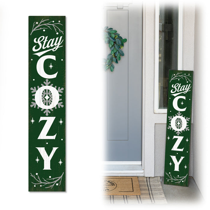 Stay Cozy Green Holiday Christmas Porch Sign P1-10480001009