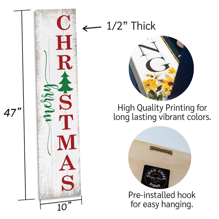 Merry Christmas Tree White Holiday Christmas Porch Sign P1-10480001012