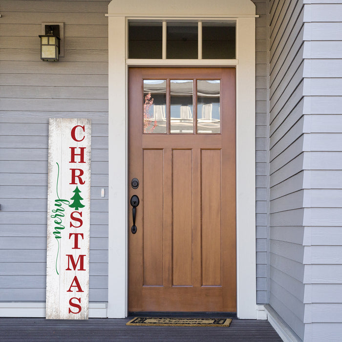 Merry Christmas Tree White Holiday Christmas Porch Sign P1-10480001012