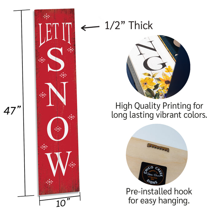Let It Snow Red Holiday Christmas Porch Sign