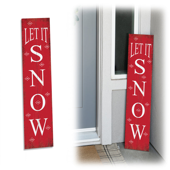 Let It Snow Red Holiday Christmas Porch Sign