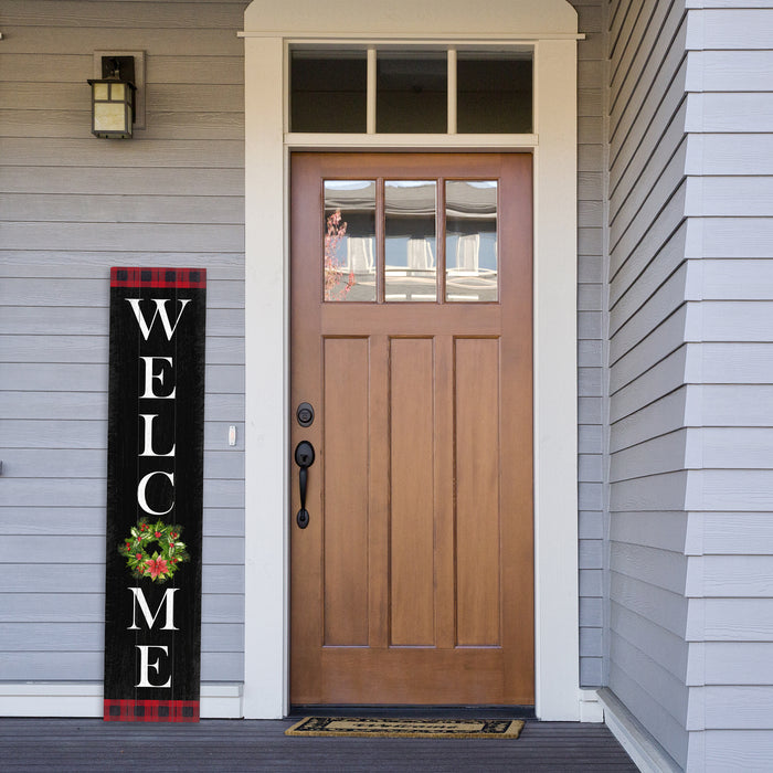 Welcome Wreath Black Holiday Christmas Porch Sign P1-10480001020