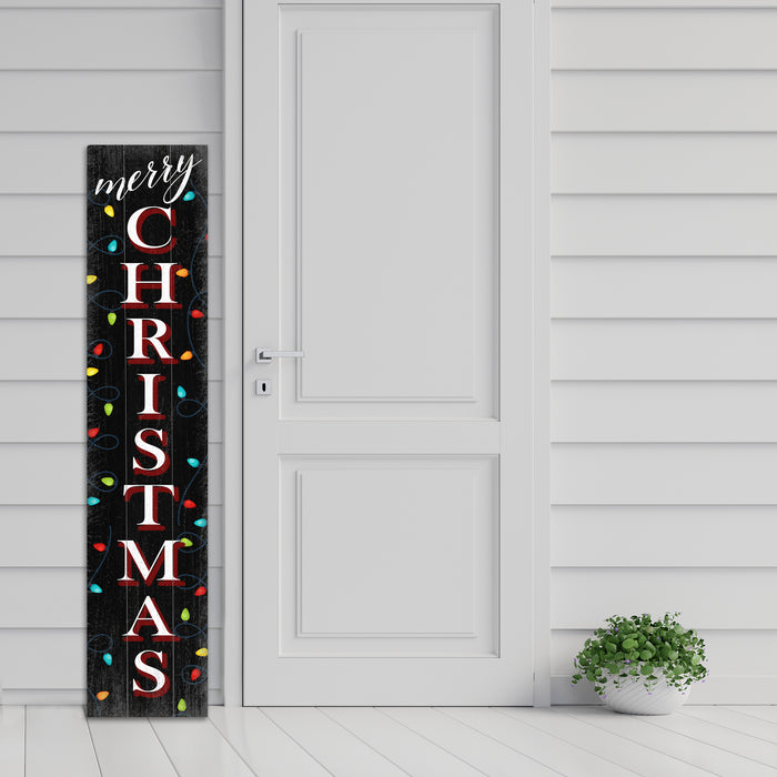 Merry Christmas Lights Black Holiday Christmas Porch Sign P1-10480001021