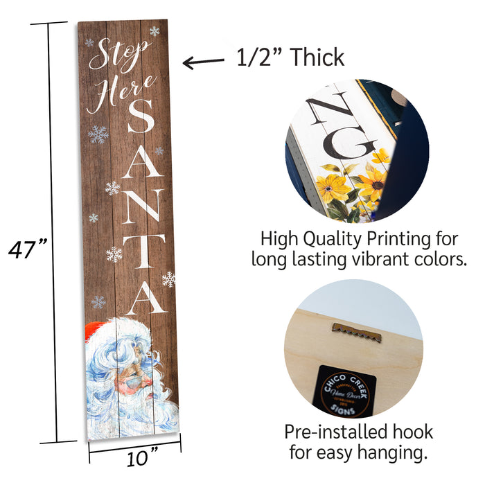 Stop Here Santa Holiday Christmas Porch Sign P1-10480001022