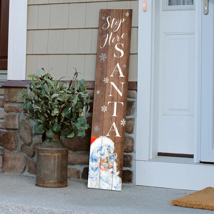 Stop Here Santa Holiday Christmas Porch Sign P1-10480001022