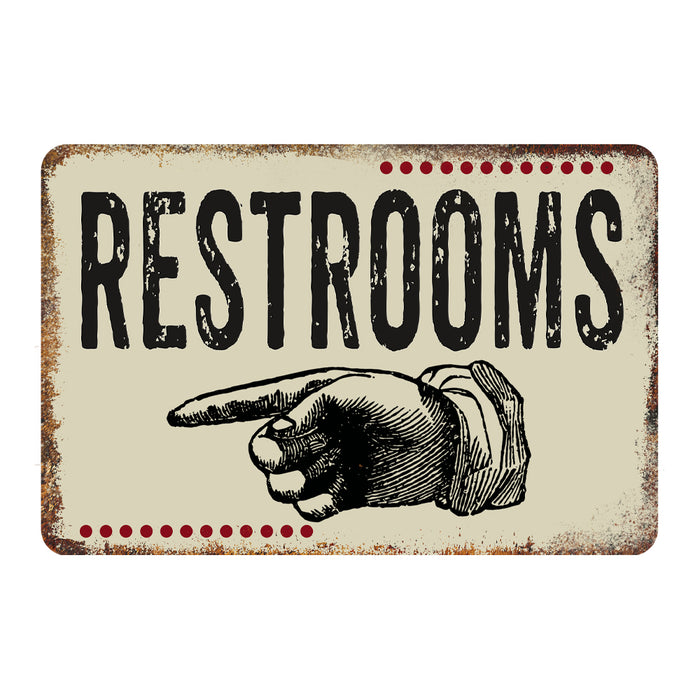Restrooms Left Vintage 50's Diner Metal Sign 108120061057