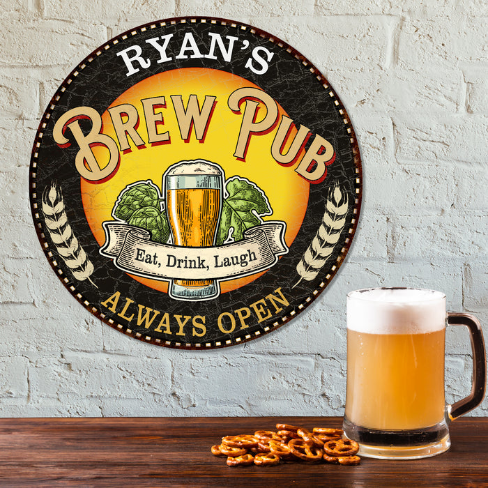 Personalized Brew Pub Home Bar Backyard Bar Beer Man Cave Garage Decor 100140025001
