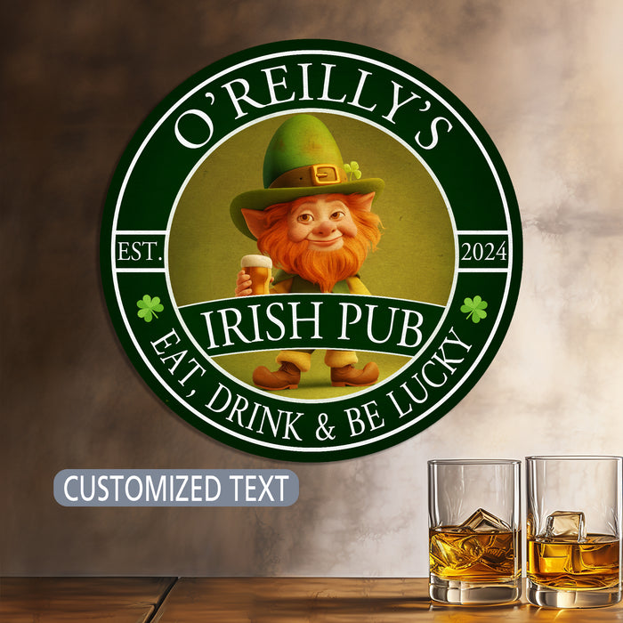 Custom Irish Pub Sign, Lucky Leprechaun