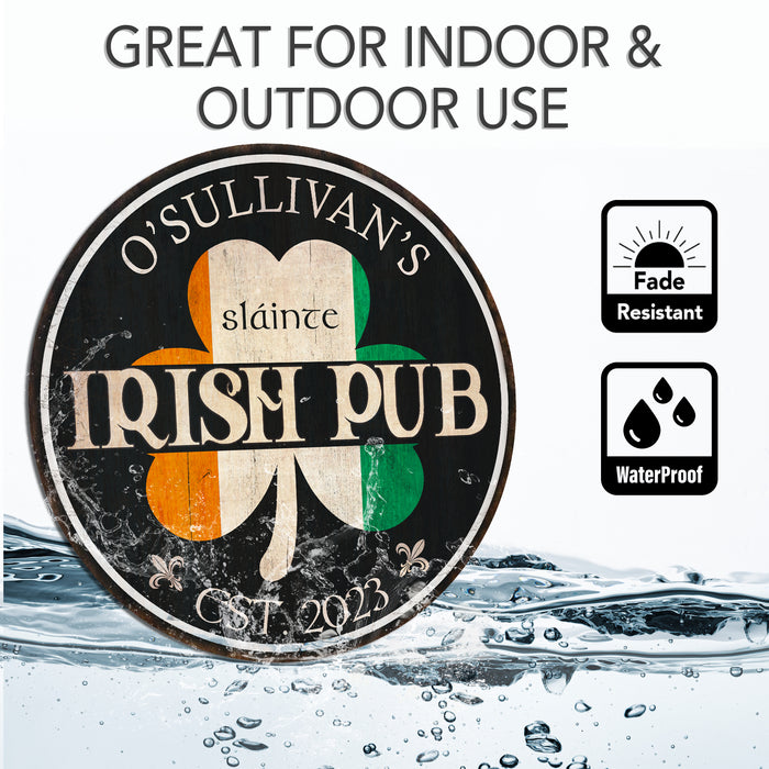 Personalized Irish Pub Sign, Irish Flag Shamrock - 100140060006