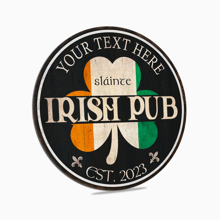 Personalized Irish Pub Sign, Irish Flag Shamrock - 100140060006