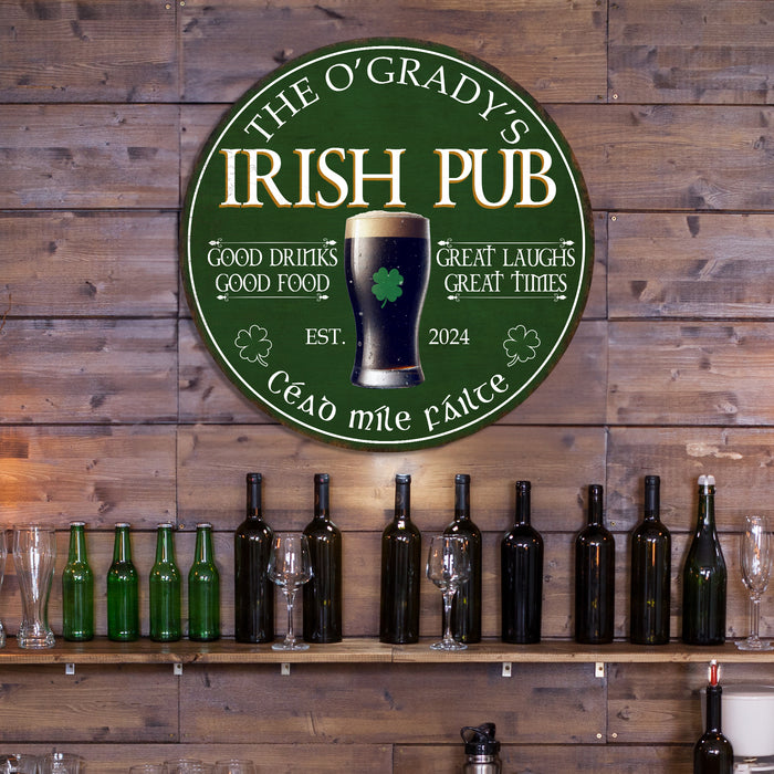 Custom Irish Pub Sign - Green