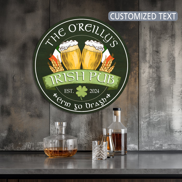 Irish Pub Sign with Family Name, Metal Sign