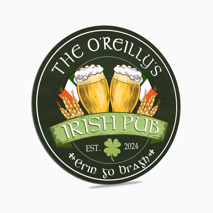 Irish Pub Sign with Family Name, Metal Sign