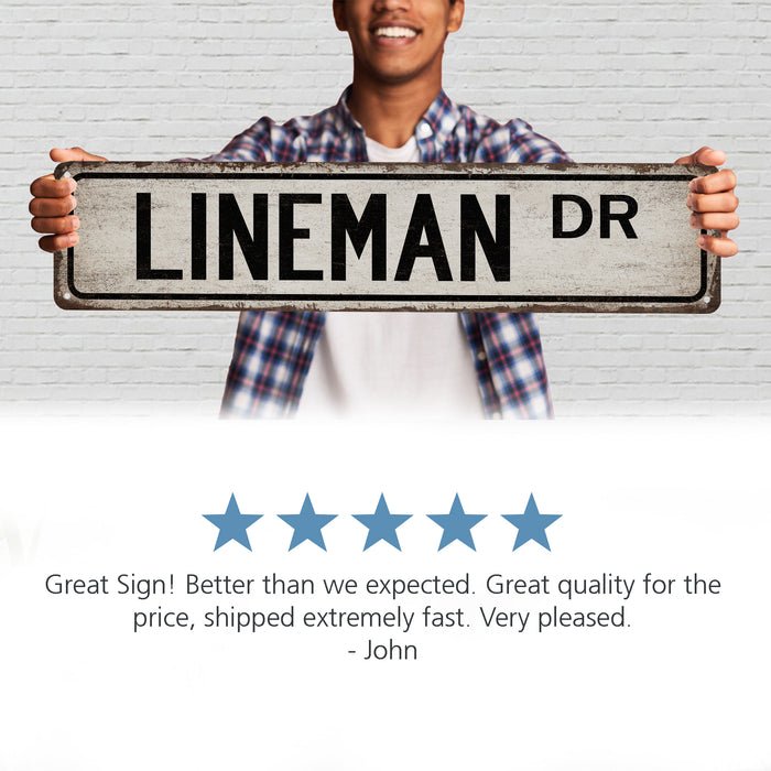 Lineman Street Sign Electrical Worker Electrician Construction Electricity