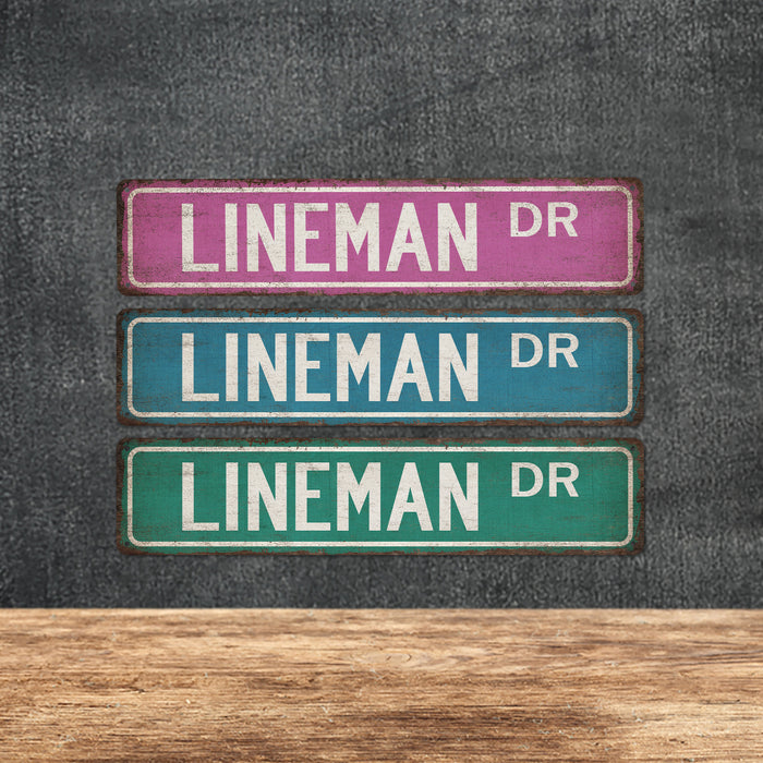 Lineman Street Sign Electrical Worker Electrician Construction Electricity