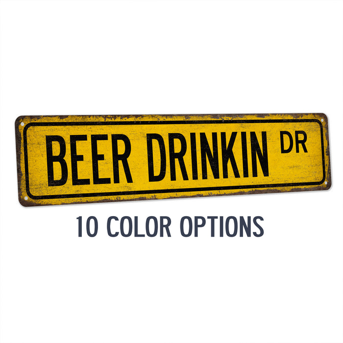 Beer Drinking Street Sign Man Cave Decor Beer Sign Home Bar Lounge Pub