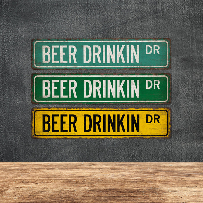 Beer Drinking Street Sign Man Cave Decor Beer Sign Home Bar Lounge Pub