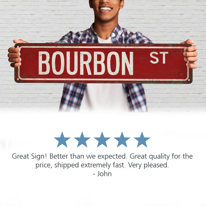 Bourbon Street Sign Man Cave Decor Home Bar Sign Whiskey Wall Art Pub Lounge