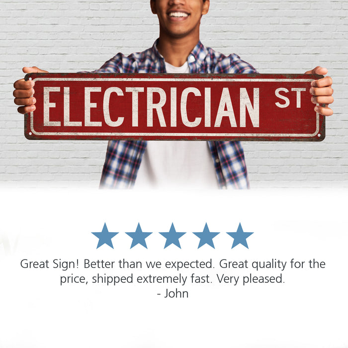 Electrician Street Sign Industrial Electric Union Electrical Engineer Man Cave Decor 104180021027