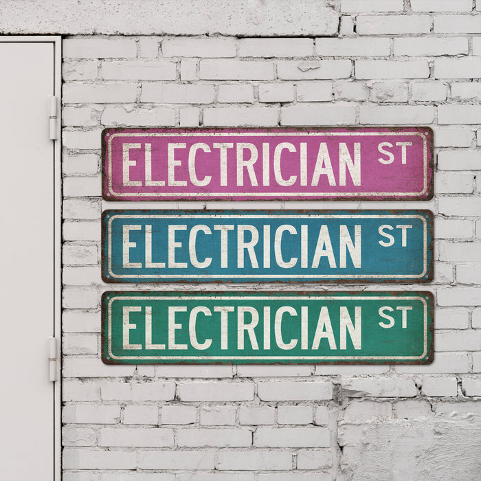 Electrician Street Sign Industrial Electric Union Electrical Engineer Man Cave Decor