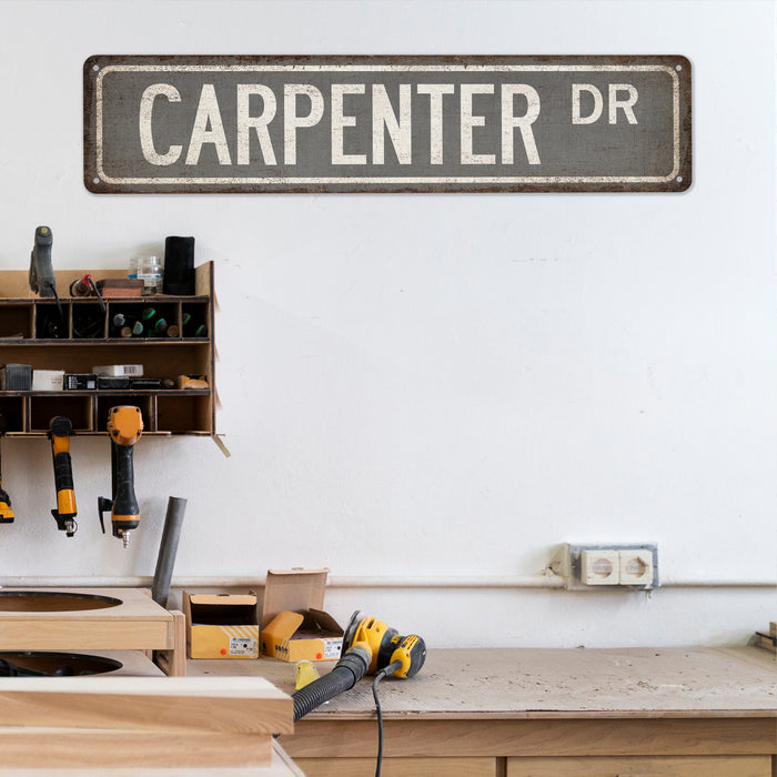 Carpenter Street Sign Wood Shop Decor Garage Wall Art Woodworking Man Cave