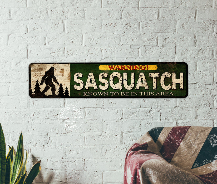 Warning Sasquatch Sign Big Foot Decor Funny Yard Sign Camping Yeti 104182001058