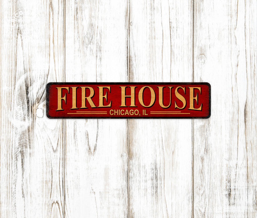 Personalized Fire House Sign City Patriotic Fireman 104182002066
