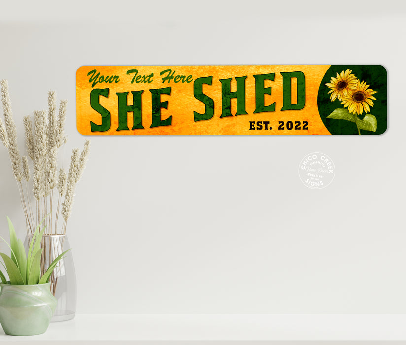 Custom She Shed Sign Sunflower