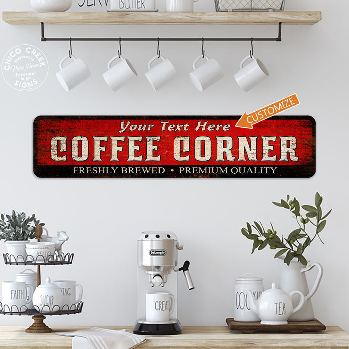 Personalized Coffee Corner Sign Kitchen Office Coffee Shop 104182002074