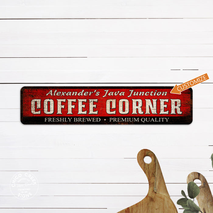 Personalized Coffee Corner Sign Kitchen Office Coffee Shop 104182002074