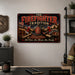 The Firefighter Tradition One Team One Mission One Family metal sign with vintage thin red line / firefighter style — The