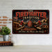 The Firefighter Tradition One Team One Mission One Family metal sign with vintage thin red line / firefighter style — The