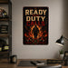 Ready When Duty Calls Firefighter metal sign with vintage thin red line / firefighter style — Ready When Duty Calls