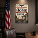 Welcome to Our Home Land of the Free Because of the Brave metal sign with vintage patriotic / military style — Welcome to